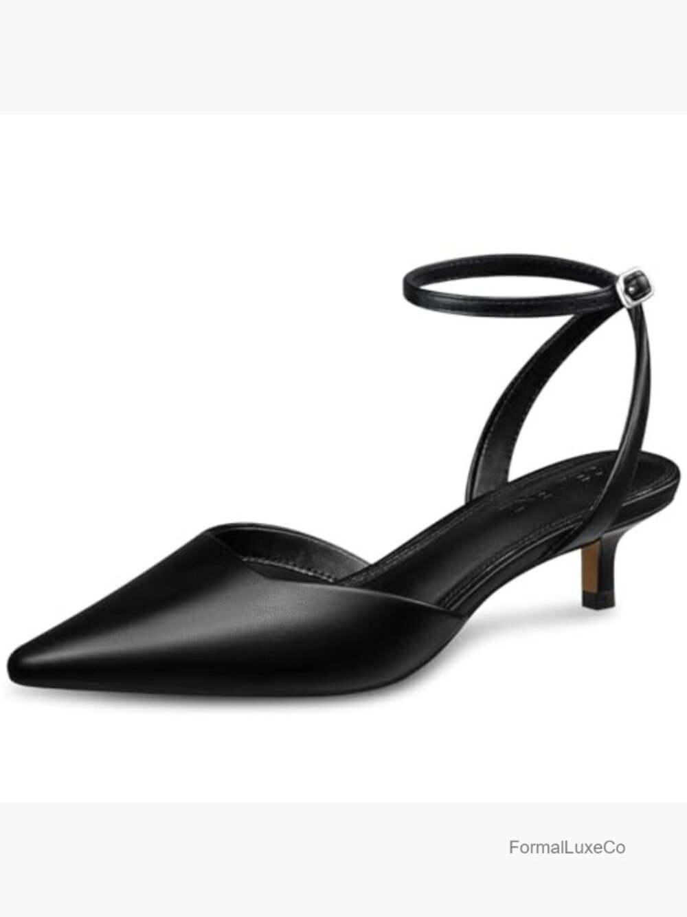 Women's Pointed Toe Kitten Heel Pumps - Comfortable Low Heel Dress Shoes for - Picture 4 of 7